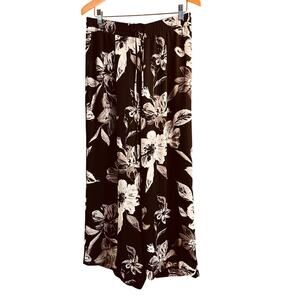 New Direction Floral Print Wide Leg Palazzo Pants Drawstring Size Medium